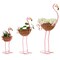 7Penn Flamingo Yard Decor Set of 3 Flower Planters - Pink Metal Lawn Ornaments